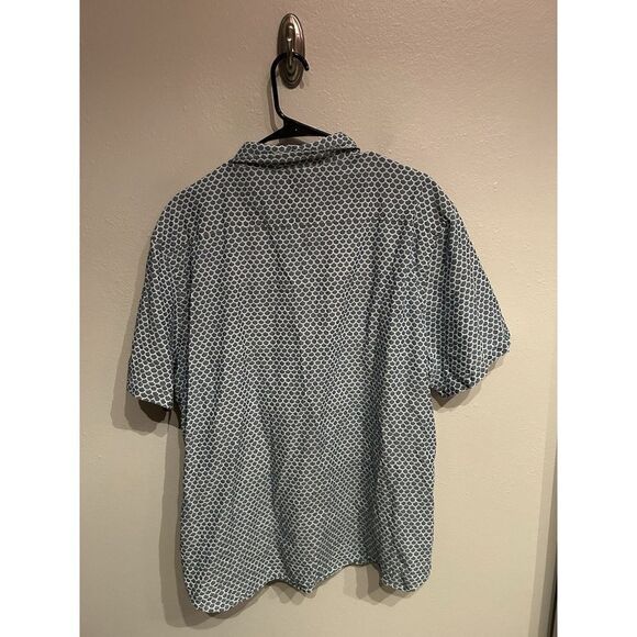 Faherty Mens XXL Short Sleeve Button Down Short Hawaiian Geometric Blue - Picture 5 of 7